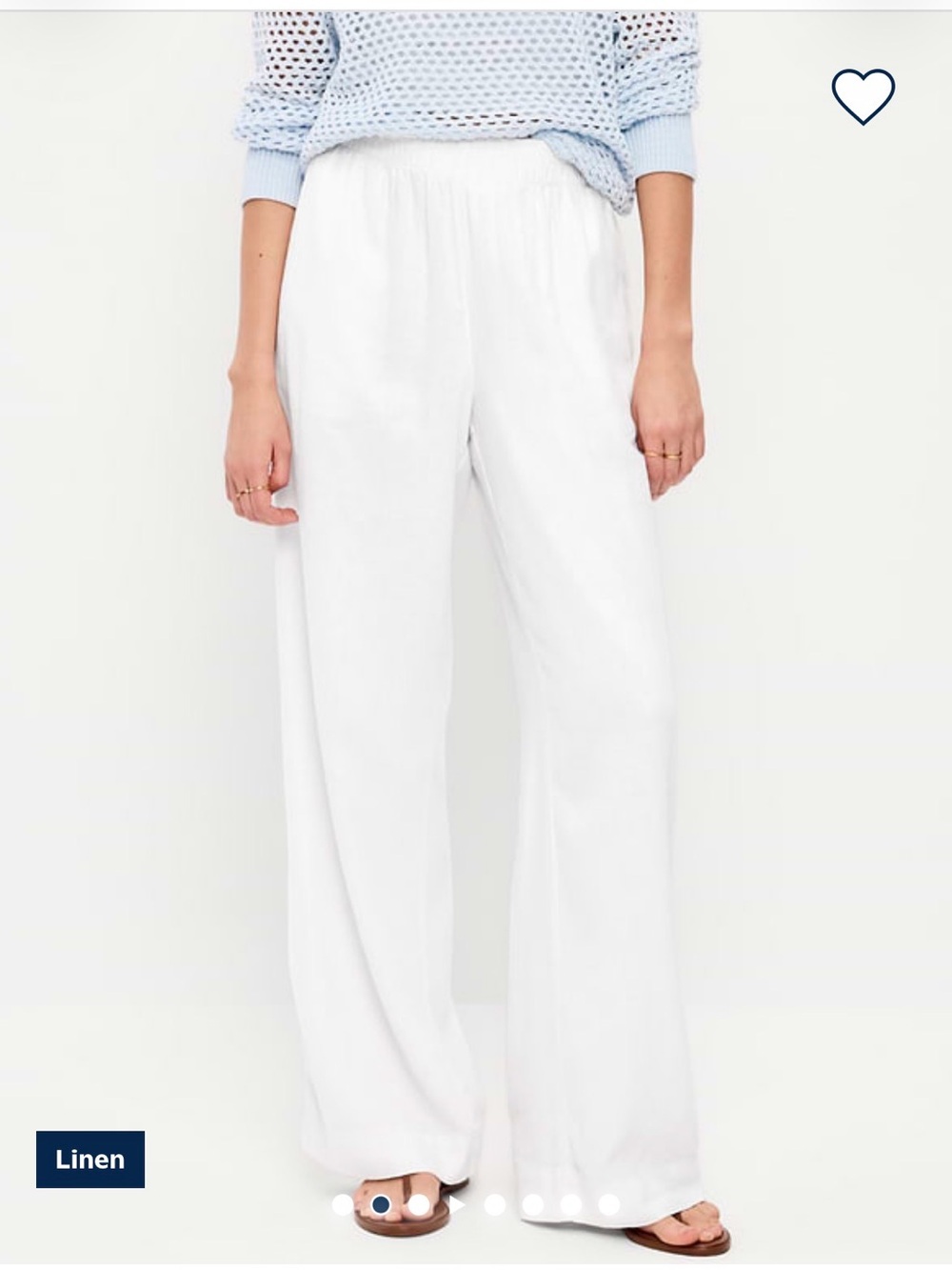 NWT Old Navy White Wide-Leg Linen Pants Petite L